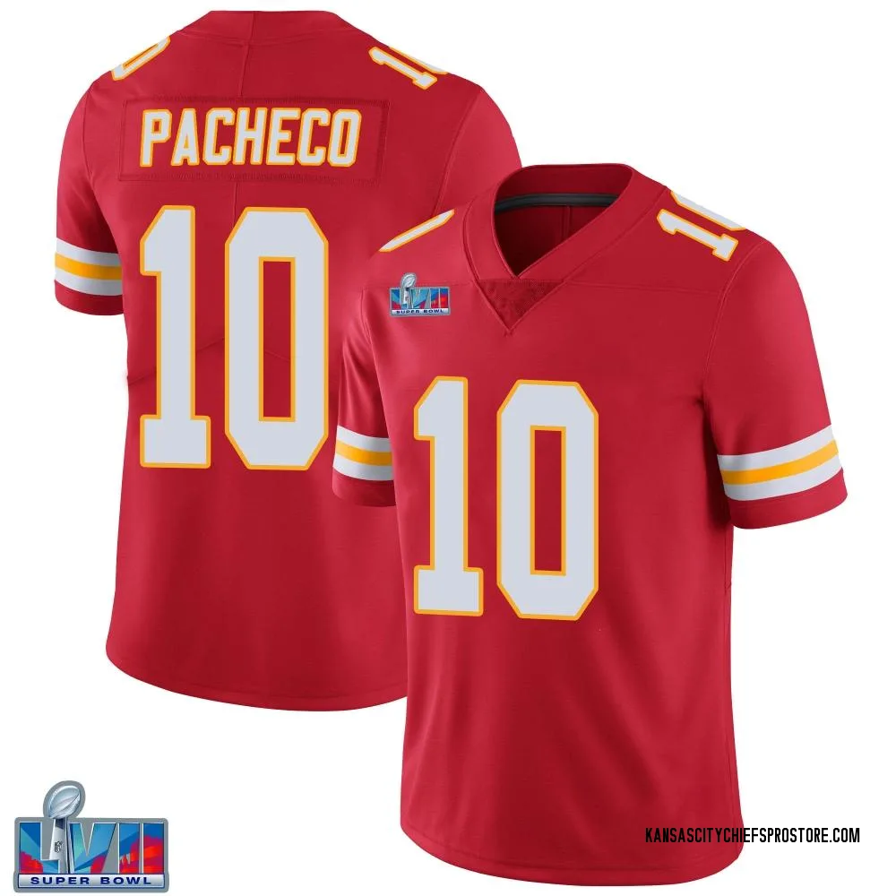Adult Limited Isiah Pacheco Kansas City Chiefs Red Team Color Vapor Untouchable Super Bowl LVII Patch Jersey