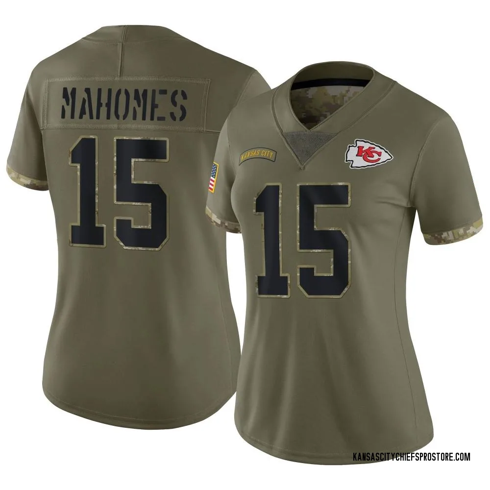 Women's Limited Patrick Mahomes Kansas City Chiefs Olive 2022 Salute To Service Jersey